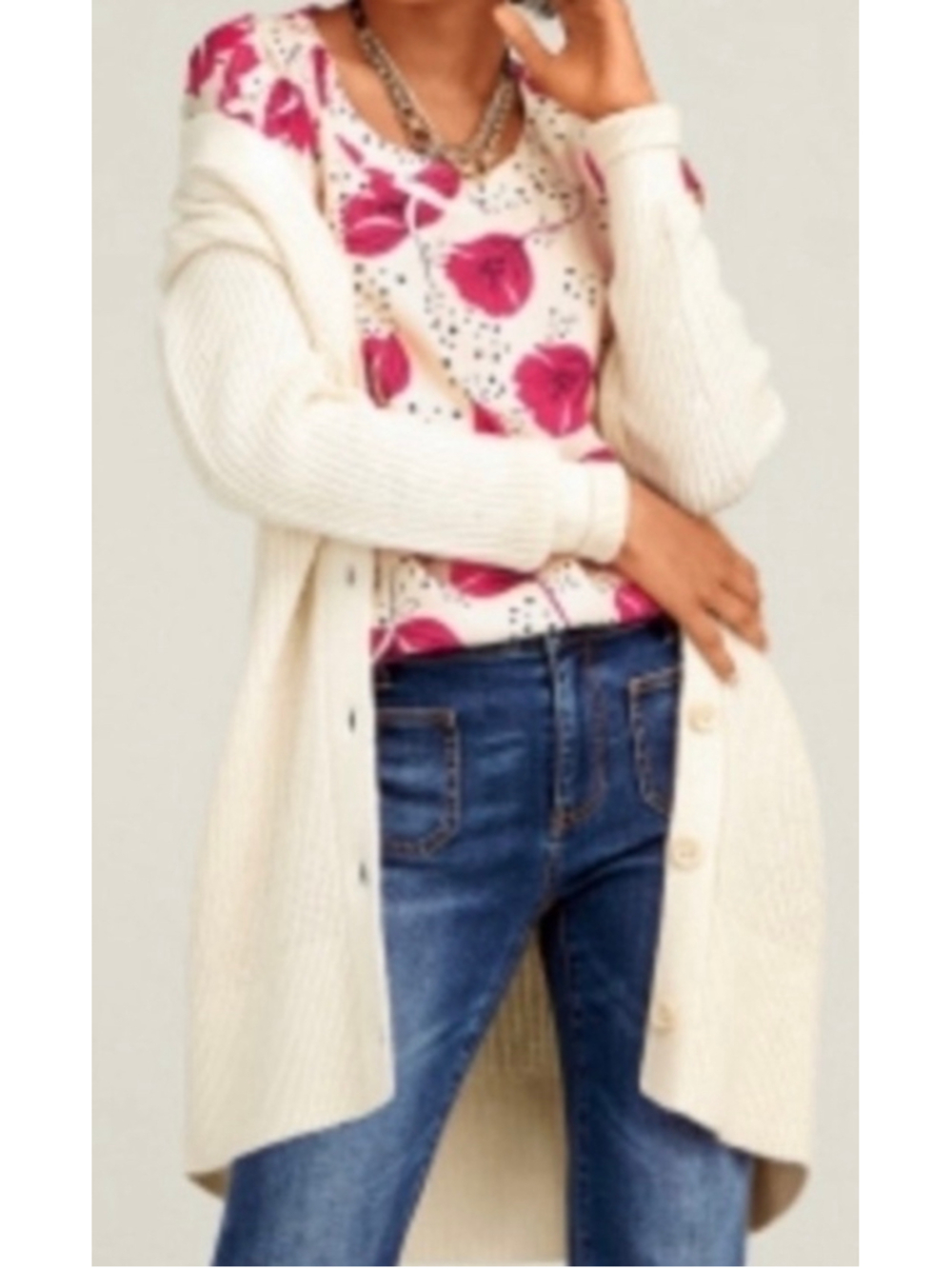 Women's Cabi Longline Beige Cardigan Sweater Size S